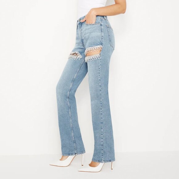 BRAND NEW GOOD AMERICAN GOOD ICON STRAIGHT DIAMOND JEANS SIZE 6 - Picture 4 of 5